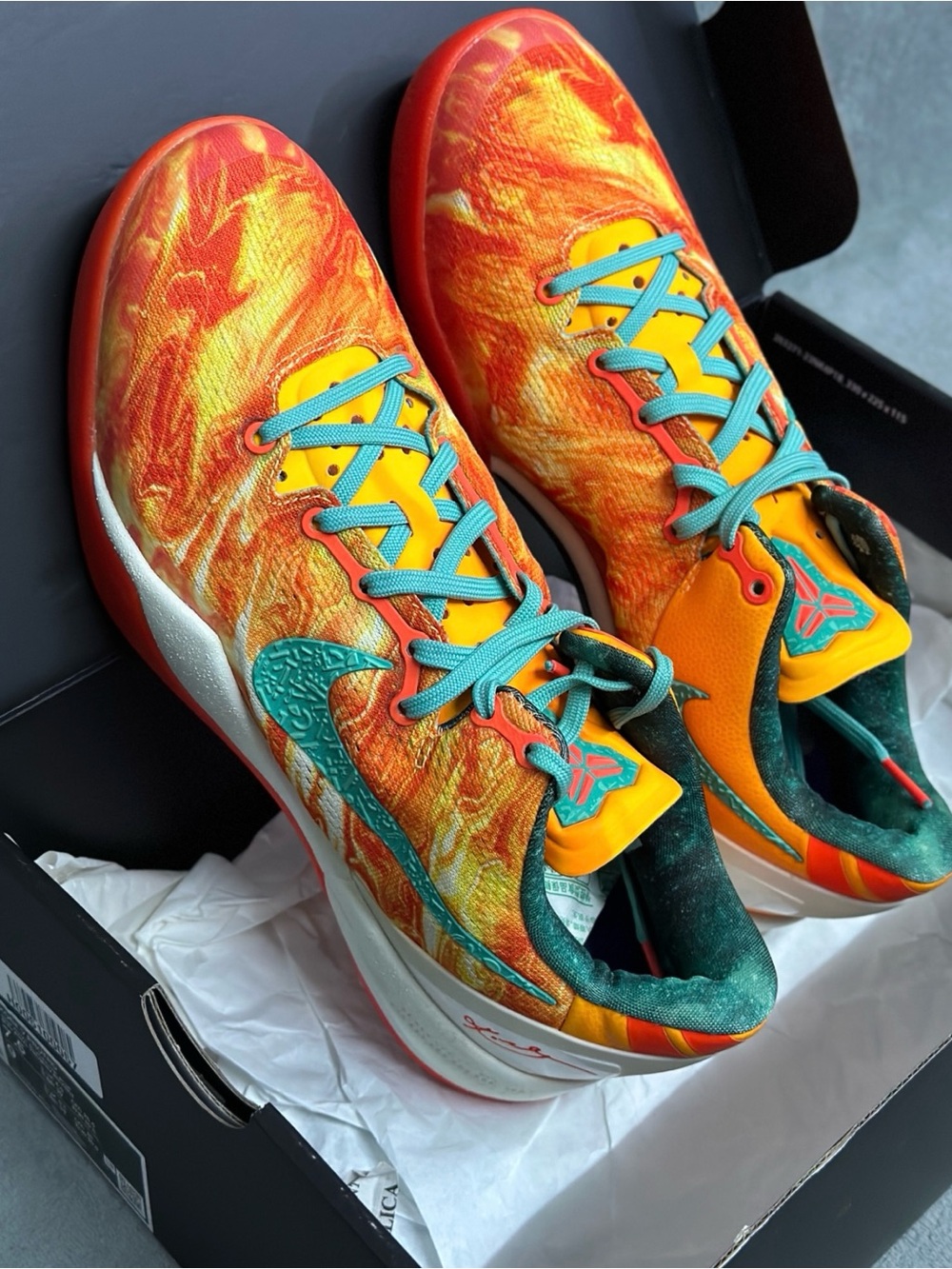 Nike Orange and Teal Men's Low-Top Sneakers